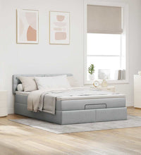 Ottoman-Bett mit Matratze Hellgrau 140x200 cm Stoff