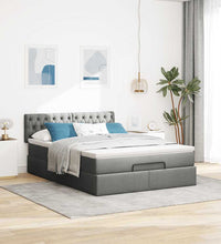 Ottoman-Bett mit Matratze Dunkelgrau 140x200 cm Stoff