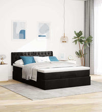 Ottoman-Bett mit Matratze Schwarz 140x200 cm Stoff