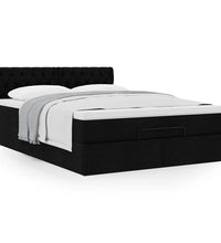 Ottoman-Bett mit Matratze Schwarz 140x200 cm Stoff