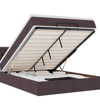 Ottoman-Bett mit Matratze Dunkelbraun 140x200 cm Stoff