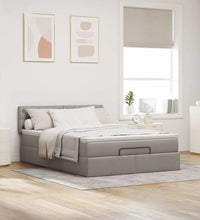 Ottoman-Bett mit Matratze Taupe 140x200 cm Stoff