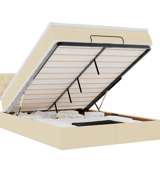 Ottoman-Bett mit Matratze Creme 140x200 cm Stoff