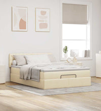 Ottoman-Bett mit Matratze Creme 140x200 cm Stoff