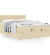 Ottoman-Bett mit Matratze Creme 140x200 cm Stoff
