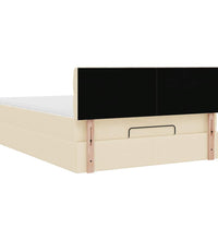 Ottoman-Bett mit Matratze Creme 140x200 cm Stoff