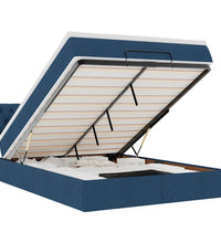 Ottoman-Bett mit Matratze Blau 140x200 cm Stoff