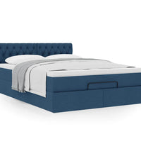 Ottoman-Bett mit Matratze Blau 140x200 cm Stoff