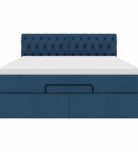Ottoman-Bett mit Matratze Blau 140x200 cm Stoff