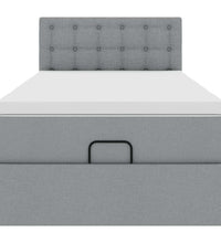 Ottoman-Bett mit Matratze Hellgrau 80x200 cm Stoff