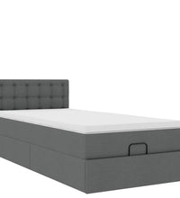 Ottoman-Bett mit Matratze Dunkelgrau 80x200 cm Stoff