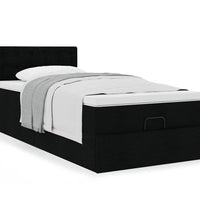 Ottoman-Bett mit Matratze Schwarz 80x200 cm Stoff