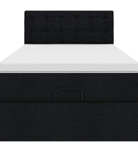 Ottoman-Bett mit Matratze Schwarz 80x200 cm Stoff
