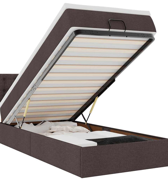 Ottoman-Bett mit Matratze Dunkelbraun 80x200 cm Stoff