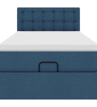 Ottoman-Bett mit Matratze Blau 80x200 cm Stoff