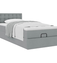 Ottoman-Bett mit Matratze Hellgrau 90x190 cm Stoff