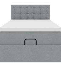 Ottoman-Bett mit Matratze Hellgrau 90x190 cm Stoff
