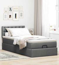 Ottoman-Bett mit Matratze Dunkelgrau 90x190 cm Stoff