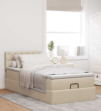 Ottoman-Bett mit Matratze Creme 90x190 cm Stoff