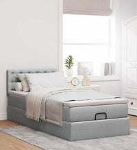 Ottoman-Bett mit Matratze Hellgrau 90x200 cm Stoff
