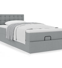 Ottoman-Bett mit Matratze Hellgrau 90x200 cm Stoff