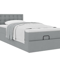 Ottoman-Bett mit Matratze Hellgrau 90x200 cm Stoff