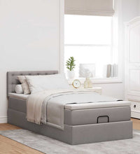 Ottoman-Bett mit Matratze Taupe 90x200 cm Stoff