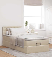 Ottoman-Bett mit Matratze Creme 90x200 cm Stoff