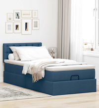 Ottoman-Bett mit Matratze Blau 90x200 cm Stoff