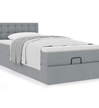 Ottoman-Bett mit Matratze Hellgrau 100x200 cm Stoff