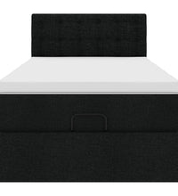 Ottoman-Bett mit Matratze Schwarz 100x200 cm Stoff