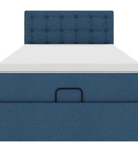 Ottoman-Bett mit Matratze Blau 100x200 cm Stoff