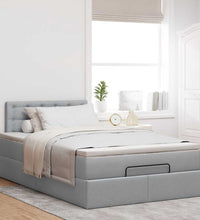 Ottoman-Bett mit Matratze Hellgrau 120x200 cm Stoff