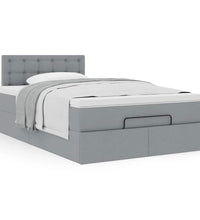 Ottoman-Bett mit Matratze Hellgrau 120x200 cm Stoff