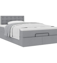 Ottoman-Bett mit Matratze Hellgrau 120x200 cm Stoff