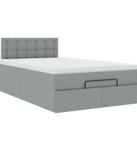 Ottoman-Bett mit Matratze Hellgrau 120x200 cm Stoff