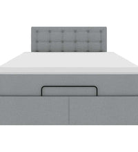 Ottoman-Bett mit Matratze Hellgrau 120x200 cm Stoff
