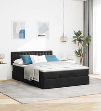 Ottoman-Bett mit Matratze Schwarz 140x200 cm Stoff