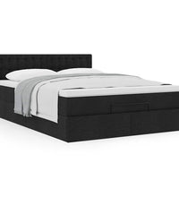 Ottoman-Bett mit Matratze Schwarz 140x200 cm Stoff