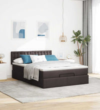 Ottoman-Bett mit Matratze Dunkelbraun 140x200 cm Stoff