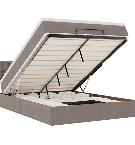 Ottoman-Bett mit Matratze Taupe 140x200 cm Stoff