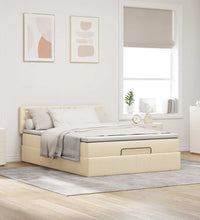 Ottoman-Bett mit Matratze Creme 140x200 cm Stoff