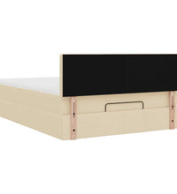 Ottoman-Bett mit Matratze Creme 140x200 cm Stoff