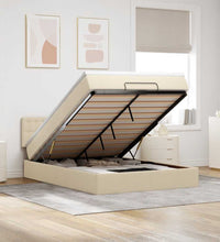 Ottoman-Bett mit Matratze Creme 140x200 cm Stoff