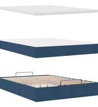 Ottoman-Bett mit Matratze Blau 140x200 cm Stoff