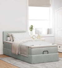 Ottoman-Bett mit Matratze Hellgrau 80x200 cm Samt