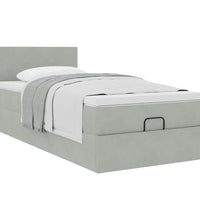Ottoman-Bett mit Matratze Hellgrau 80x200 cm Samt