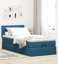 Ottoman-Bett mit Matratze Dunkelblau 80x200 cm Samt