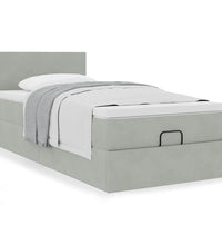 Ottoman-Bett mit Matratze Hellgrau 90x190 cm Samt