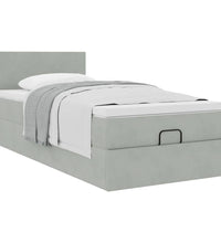 Ottoman-Bett mit Matratze Hellgrau 90x190 cm Samt